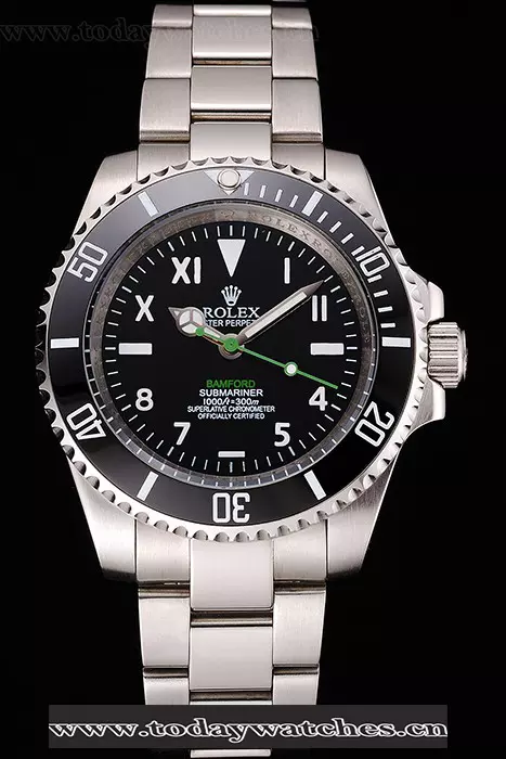 Rolex Bamford Submariner Black Dial With Roman Numerals Black Bezel Stainless Steel Case And Bracelet Pant122245