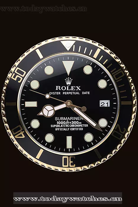 Rolex Submariner Wall Clock Black Gold Pant60368