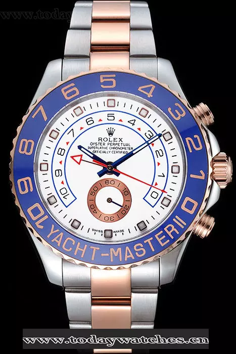 Rolex Yacht Master Ii White Dial Blue Bezel Stainless Steel And Rose Gold Bracelet Pant60166