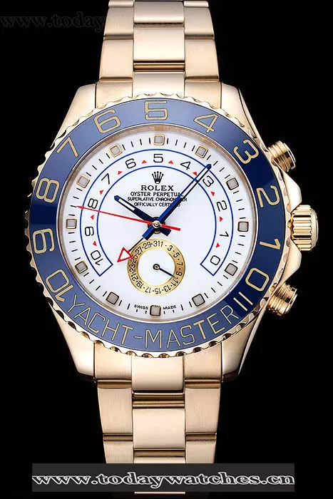 Rolex Yachtmaster Ii White Dial Blue Bezel Gold Bracelet Pant60167