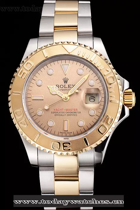 Rolex Yacht Master Champagne Dial Gold Bezel Stainless Steel Case Two Tone Bracelet Pant123005