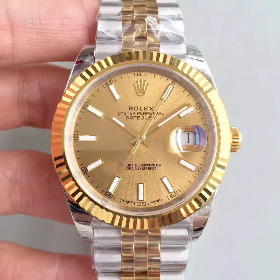 Swiss Rolex Datejust Two Tone Stick Markers With Gold Dial Rolex20806