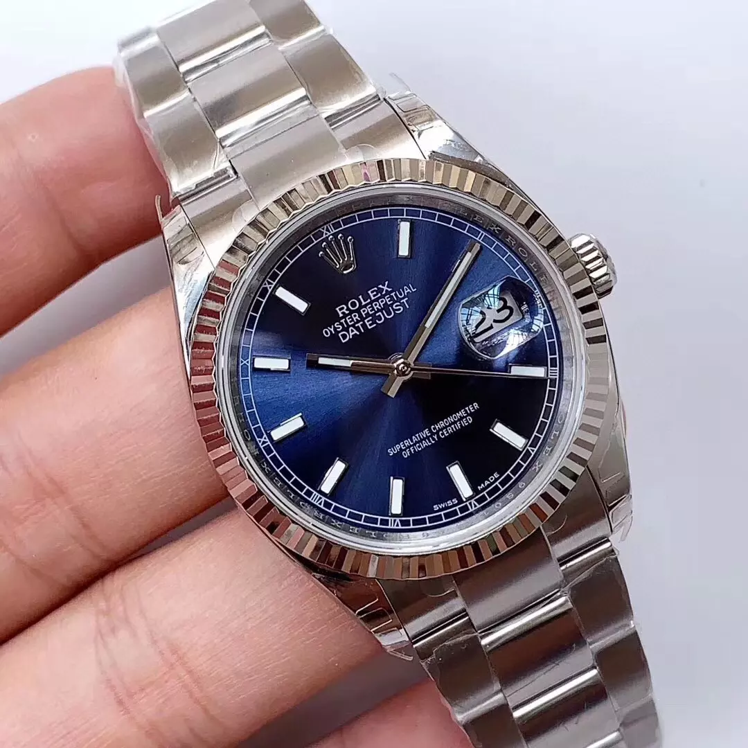 Swiss Rolex Datejust Two Tone Stick Markers With Blue Dial Rolex20818