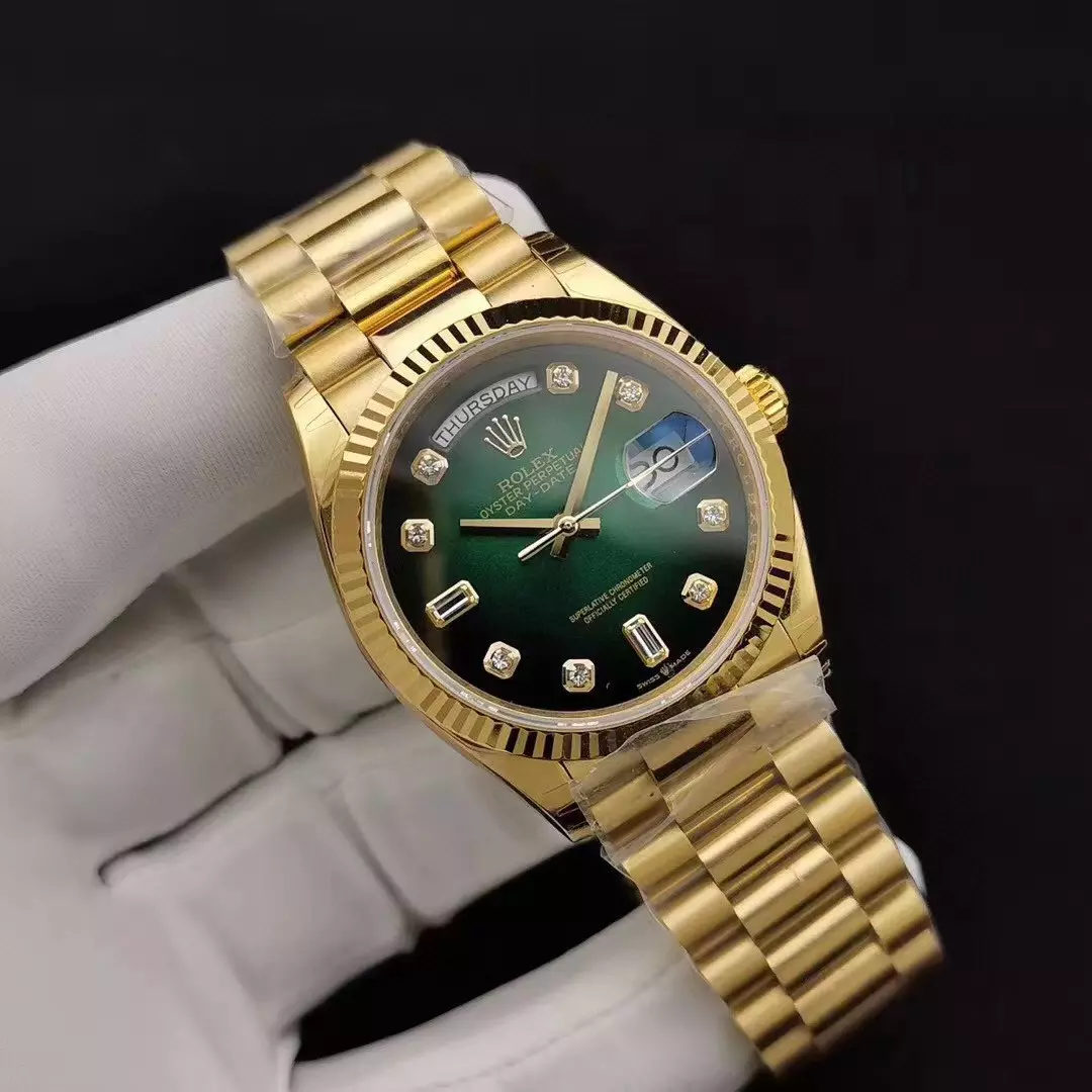 Rolex Day Date Diamond Markings With Green Dial Rolex20830