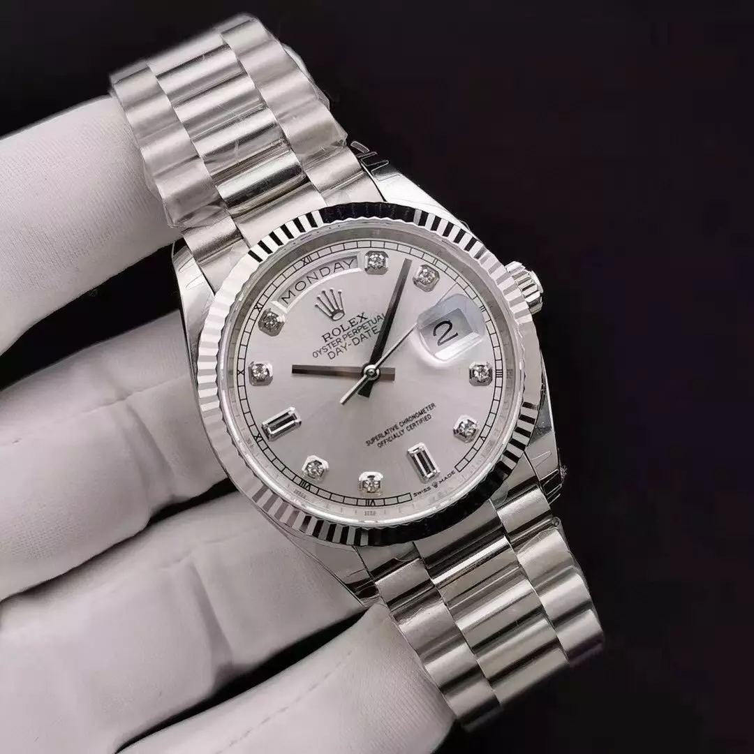 Rolex Day Date Diamond Markings With Silver Dial Rolex20834