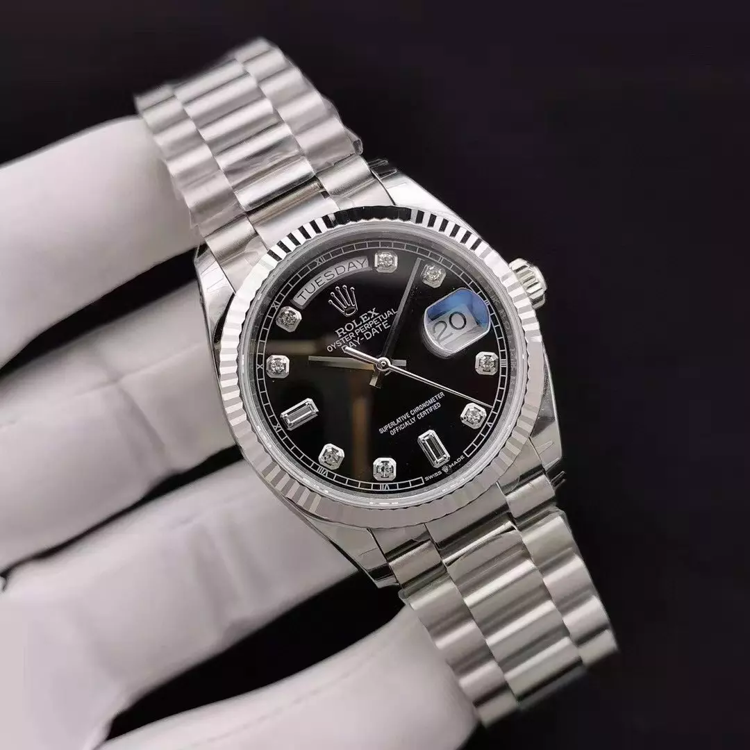 Rolex Day Date Diamond Markings With Black Dial Rolex20835
