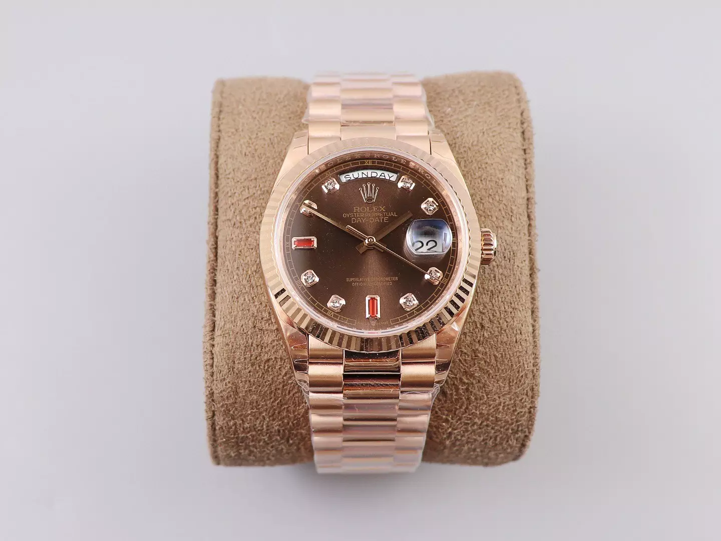 Rolex Day Date Diamond Markings With Brown Dial Rolex20839