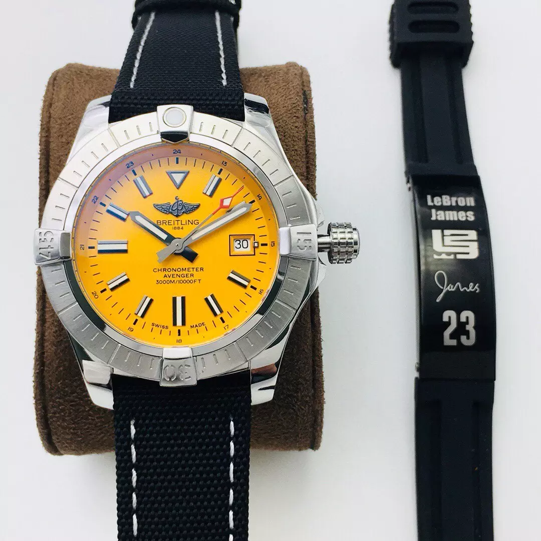 Swiss Breitling Chronomat Yellow Dial With Nylon Strap Breit20876
