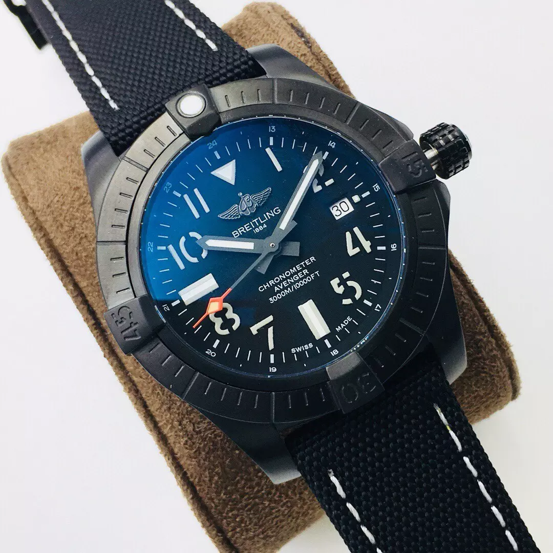 Swiss Breitling Chronomat Black Dial With Nylon Strap Breit20878
