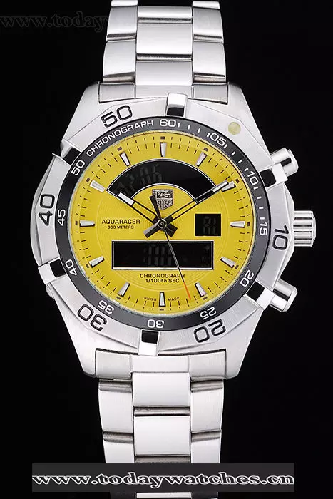 Tag Heuer Aquaracer Chronotimer Yellow Dial Stainless Steel Band Pant60309