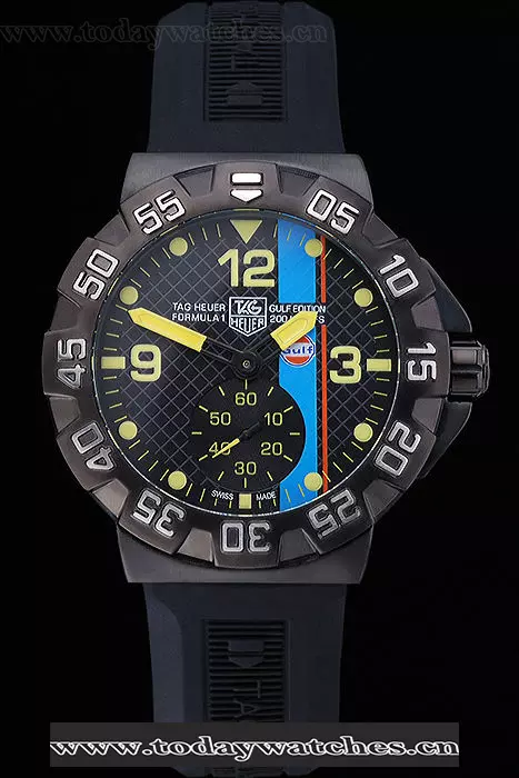 Tag Heuer Formula One Grande Date Black And Yellow Dial Rubber Bracelet Pant60176