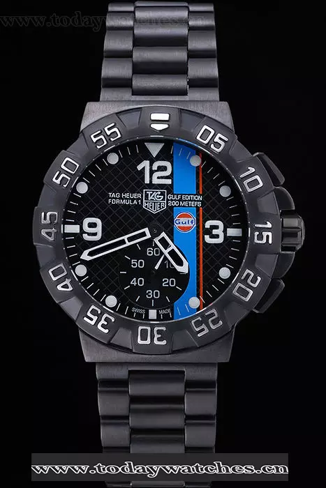 Tag Heuer Formula One Special Gulf Edition Black Dial And Blue Ion Plated Steinless Steel Brace Pant60184