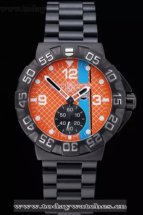 Tag Heuer Formula One Special Gulf Edition Orange And Blue Dial Ion Plated Steinless Steel Pant60187