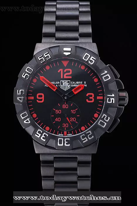 Tag Heuer Formula One Grande Date Black Dial Red Numerals Ion Plated Steinless Steel Bracelet Pant60192