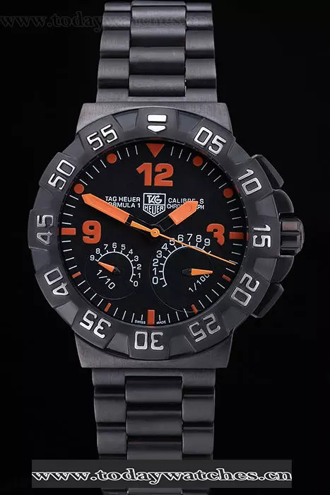 Tag Heuer Formula One Calibre S Black Dial Orange Numerals Ion Plated Steinless Steel Bracelet Pant60196