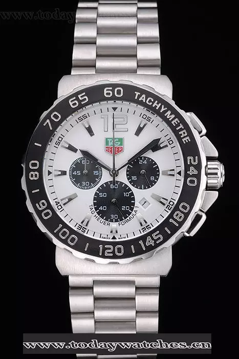 Tag Heuer Formula 1 Chronograph White Dial Black Bezel Stainless Steel Band Pant60304