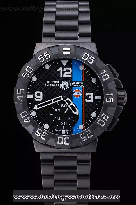 Tag Heuer Formula One Special Gulf Edition Black Dial And Blue Ion Plated Steinless Steel Bracelet Pant118810