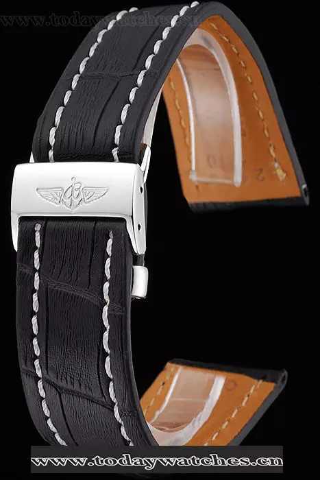 Breitling Black Leather White Stitching Bracelet Pant60373